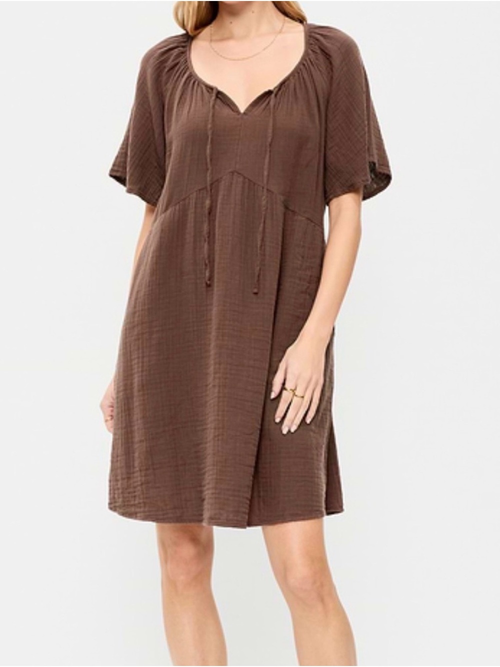 Old Navy Brown Short Sleeve V-Neck Swim Coverup